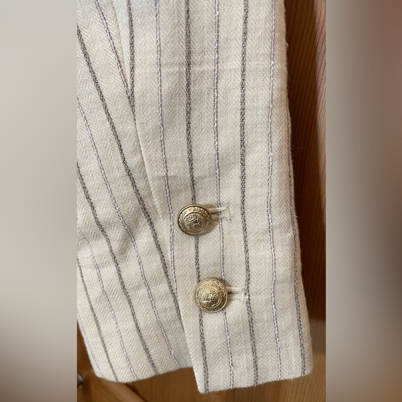 L’AGENCE Clementine striped linen blend blazer Women’s 8 New With Tags - Picture 6 of 11